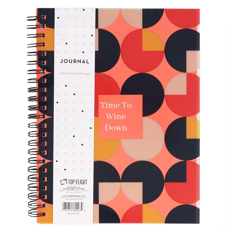 slide 1 of 1, Top Flight Time To Wine Down Ruled Spiral Notebook, 1 ct