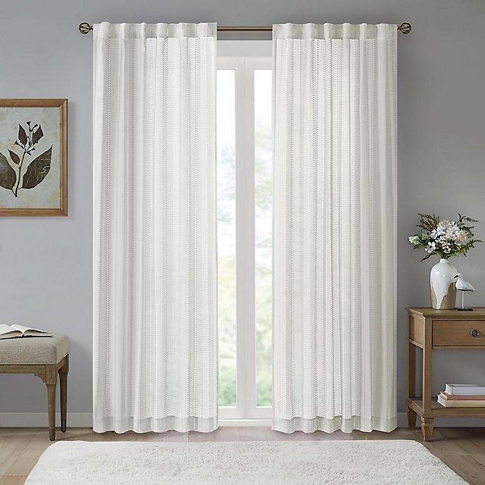 slide 1 of 6, Bee & Willow Home Sheer Multi-Stripe Window Curtain Panel - Linen, 95 in