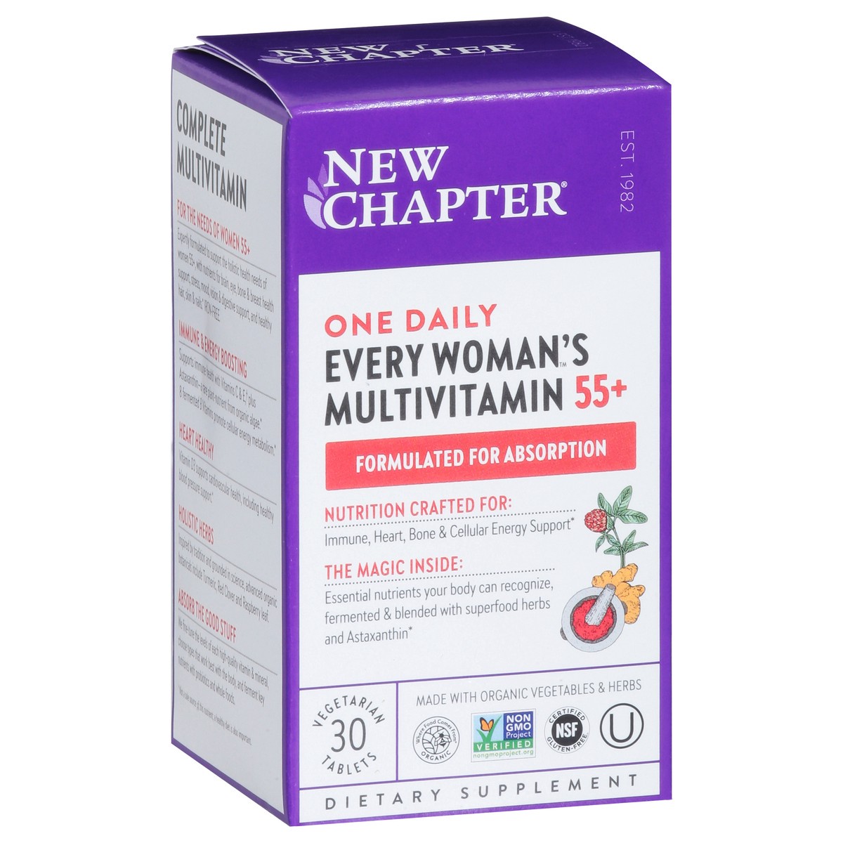 slide 2 of 9, New Chapter 55+ One Daily Every Woman's Multivitamin 30 Vegetarian Tablets, 30 ct
