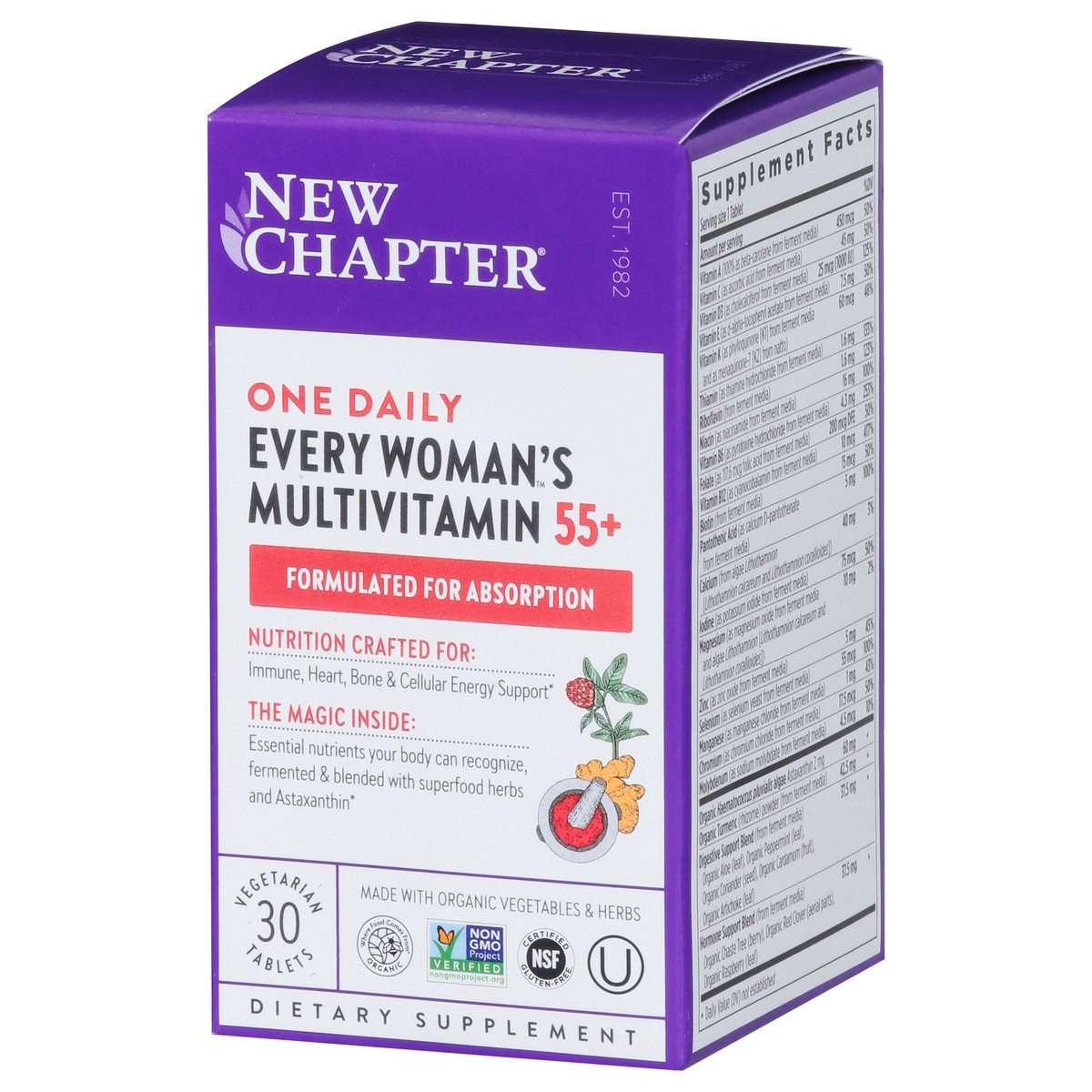 slide 7 of 9, New Chapter 55+ One Daily Every Woman's Multivitamin 30 Vegetarian Tablets, 30 ct