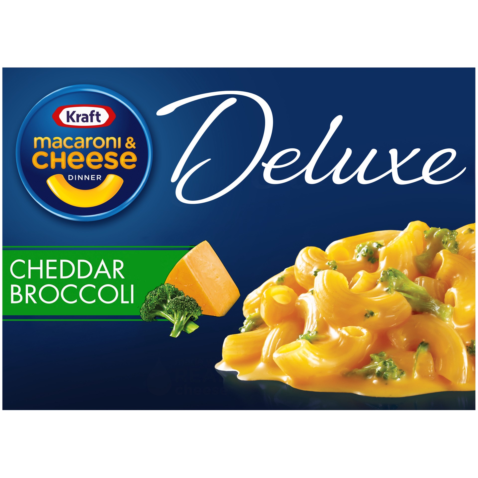 slide 1 of 8, Kraft Deluxe Cheddar Broccoli Macaroni & Cheese Dinner, 11.6 oz Box, 11.6 oz