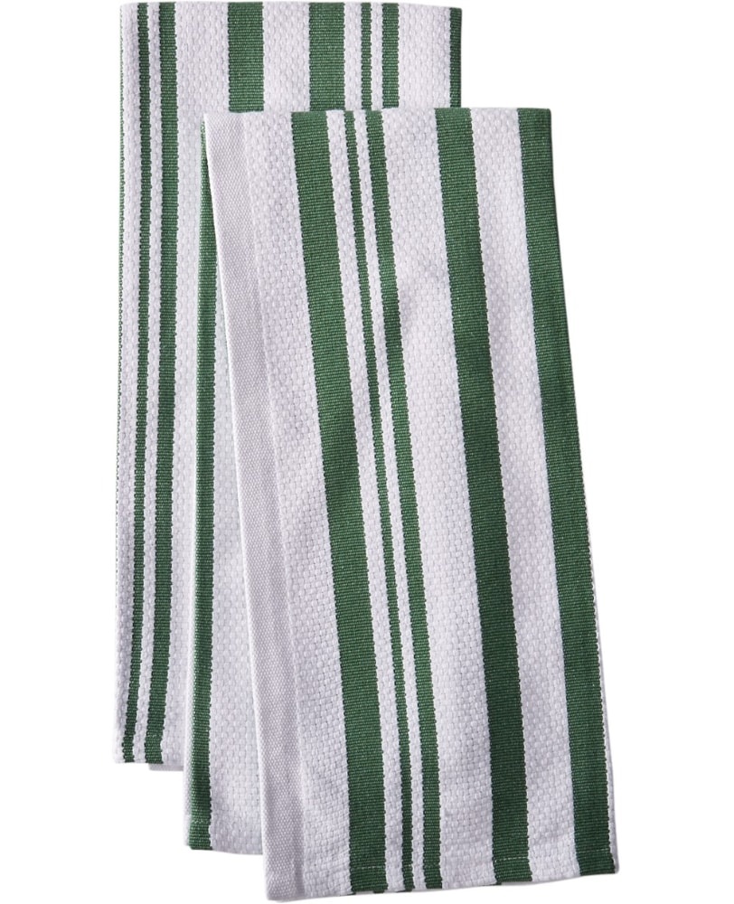 slide 1 of 1, Dash of That Basketweave Towel Set - Green/White, 2 ct
