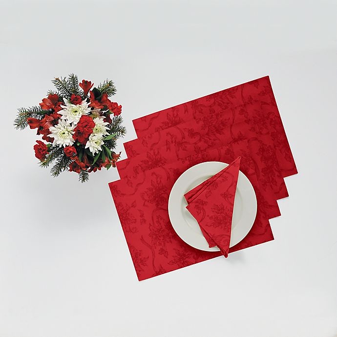 slide 2 of 2, Winter Wonderland Christmas Ribbons Placemats - Ruby, 4 ct