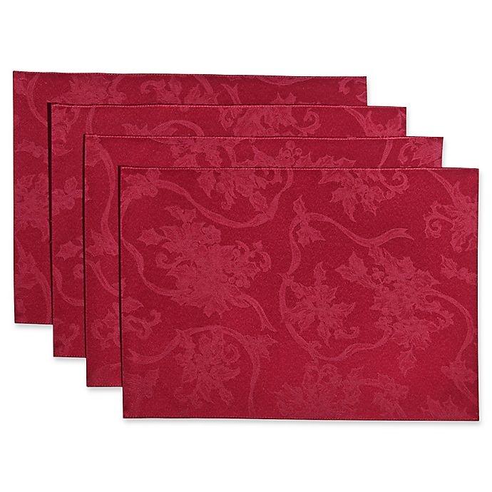 slide 1 of 2, Winter Wonderland Christmas Ribbons Placemats - Ruby, 4 ct