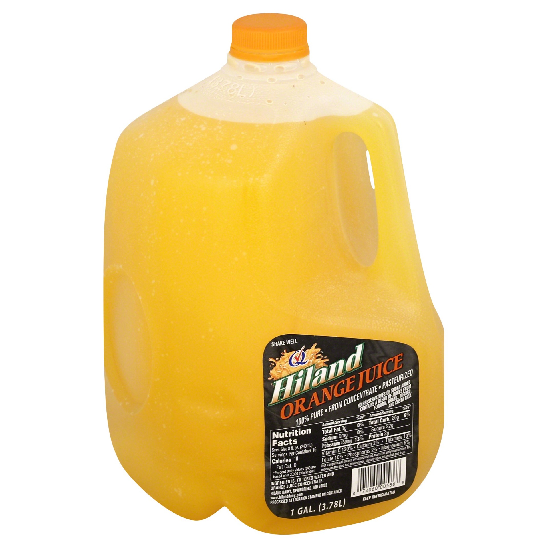 slide 1 of 1, Hiland Dairy Orange Juice, 128 fl oz