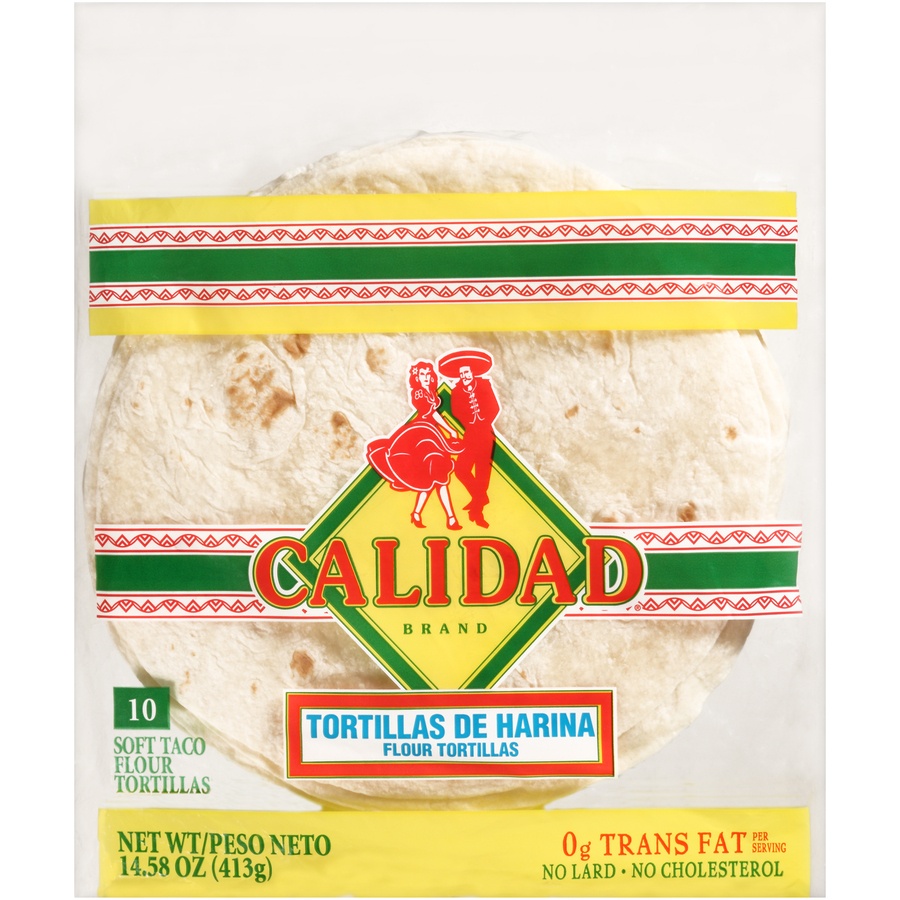 slide 1 of 1, Calidad Flour Tortillas Soft Taco, 10 ct