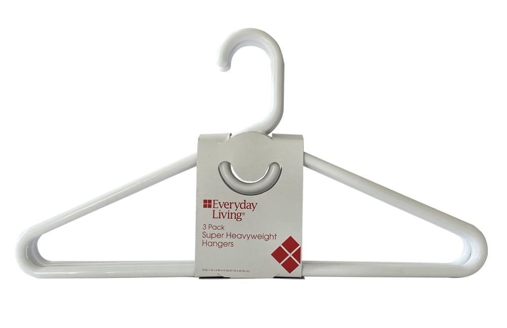 slide 1 of 1, Everyday Living Super Heavyweight Hangers White, 3 ct