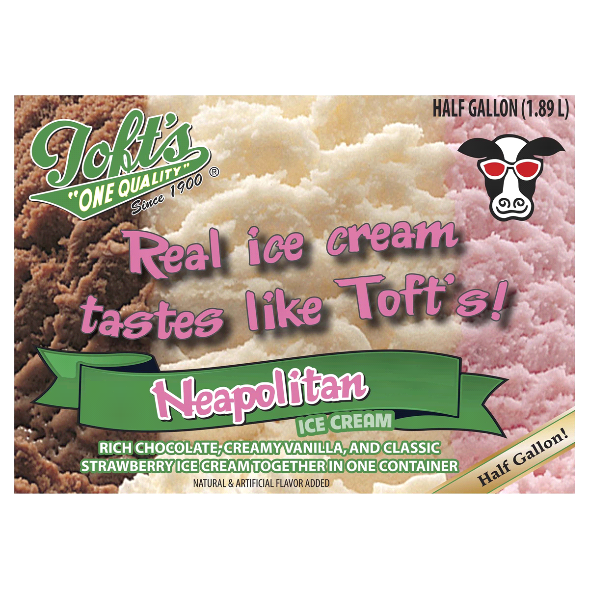 slide 1 of 5, Tofts Toft's Ice Cream, Neapolitan, 64 oz