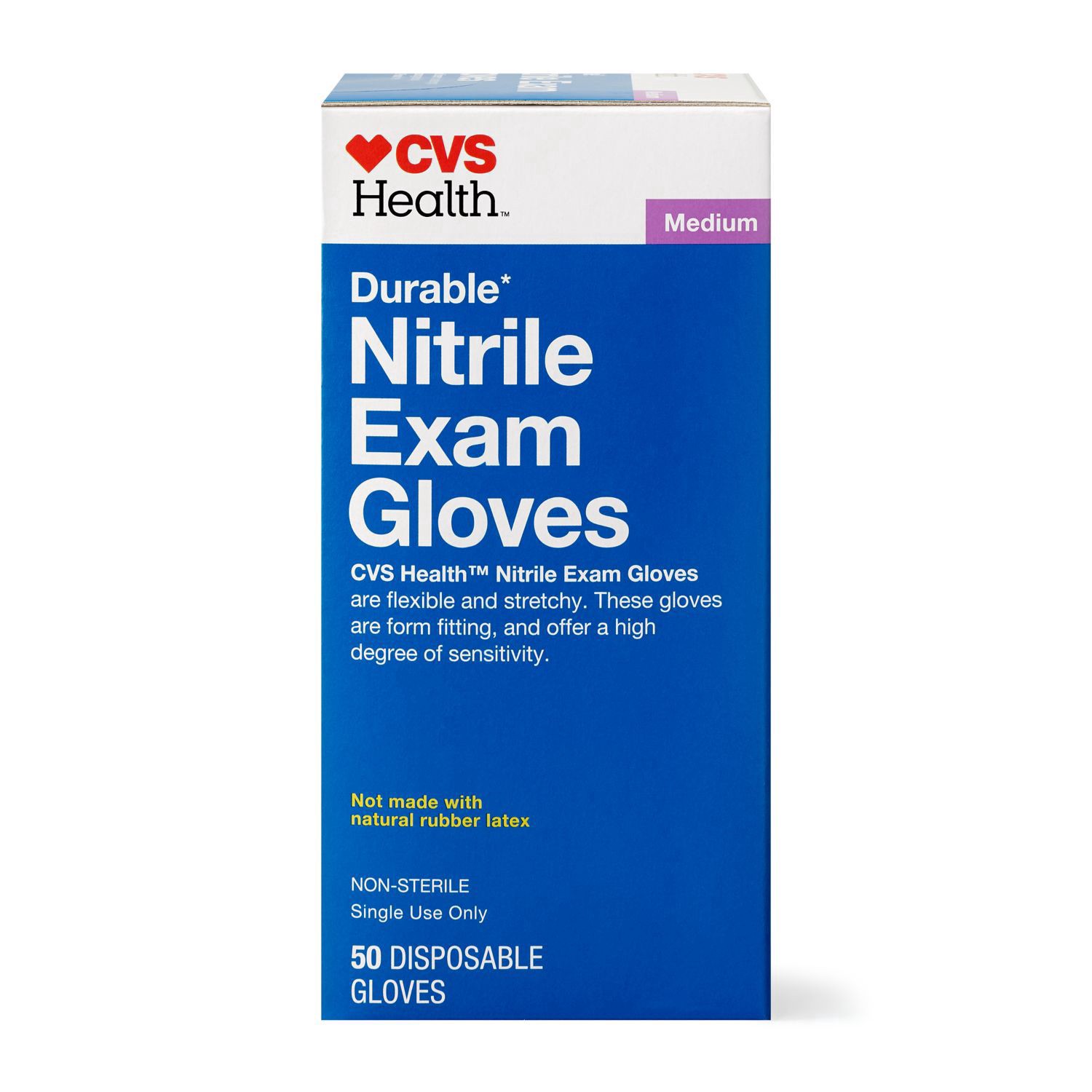 slide 5 of 5, Cvs Durable Nitrile Exam Gloves, Medium, 50 Ct, 50 ct
