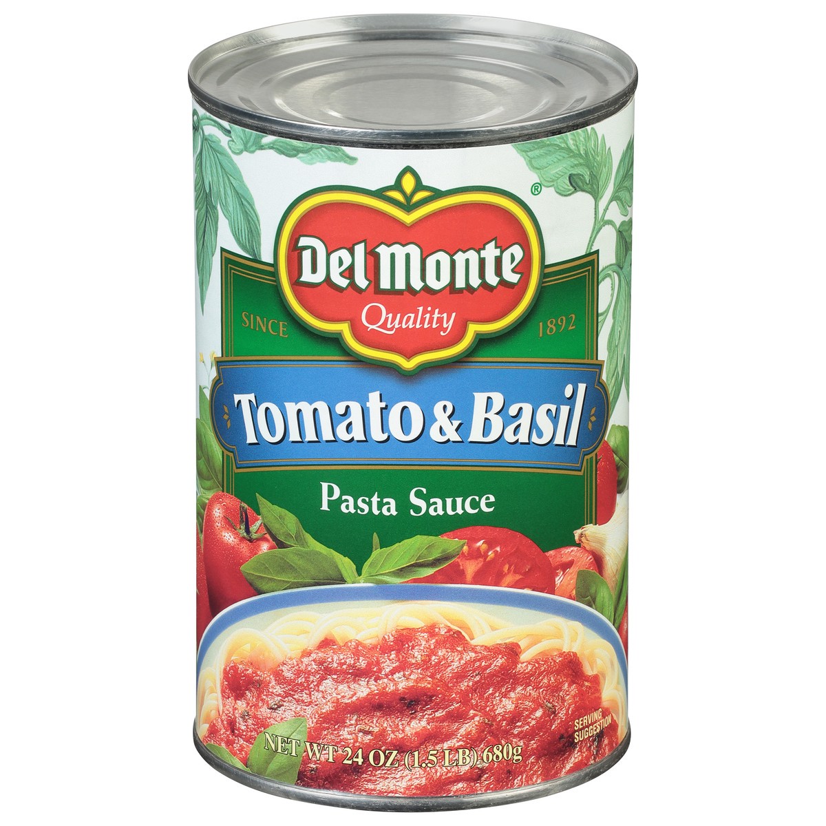 slide 1 of 9, Del Monte Spaghetti Sauce Tomato & Basil, 24 oz