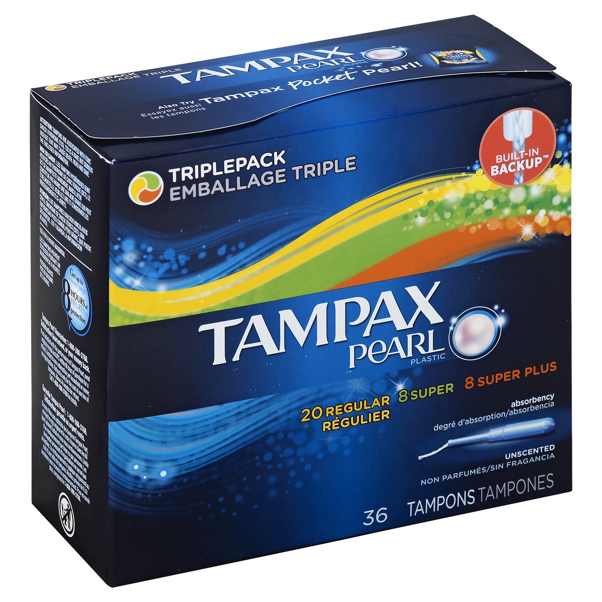 slide 1 of 1, Tampax Pearl Plastic Super Plus Absorbency Tampons, 36 ct