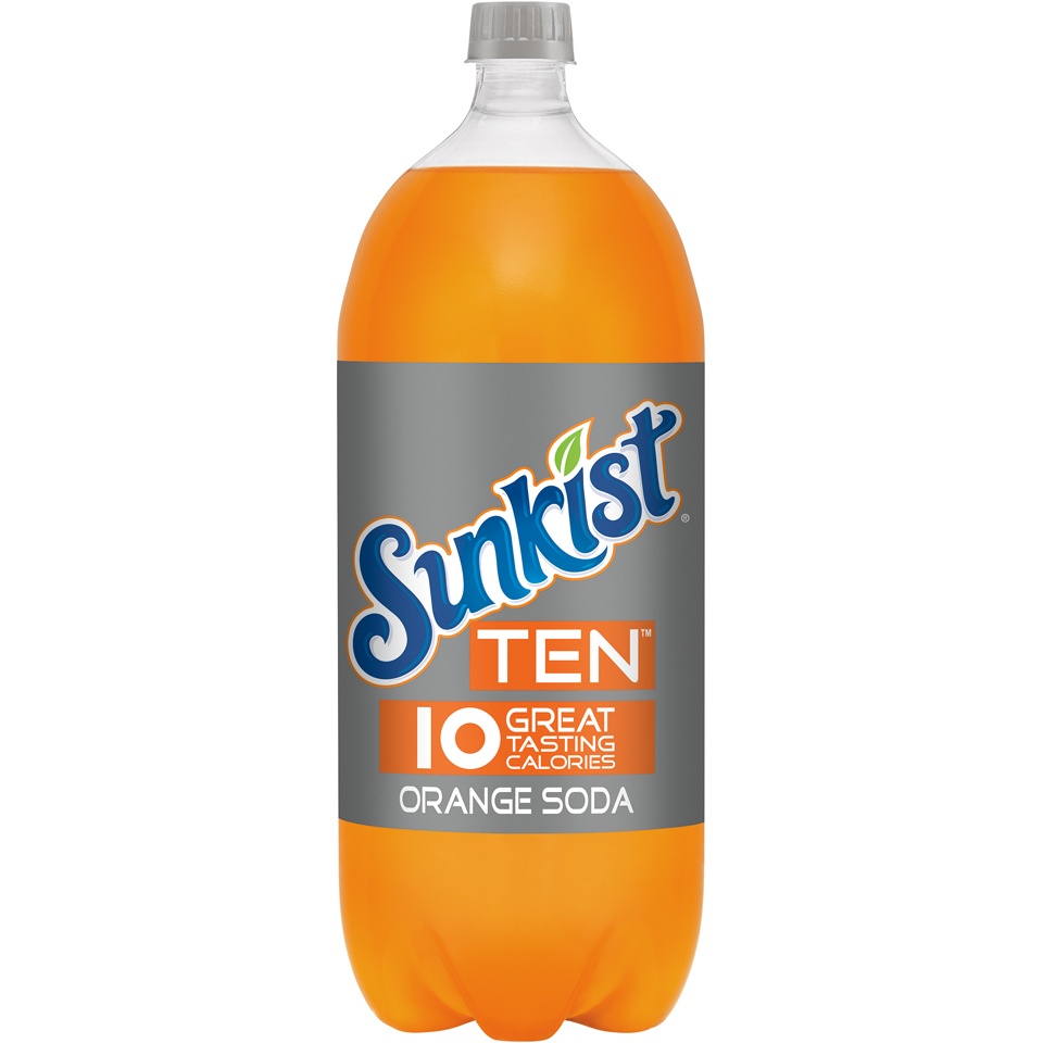 slide 1 of 2, Sunkist TEN Orange Soda, 2 liter