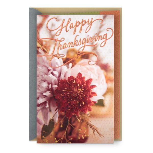 slide 1 of 1, Hallmark Thanksgiving Card (Fall Flowers Happiness & Blessings), 1 ct