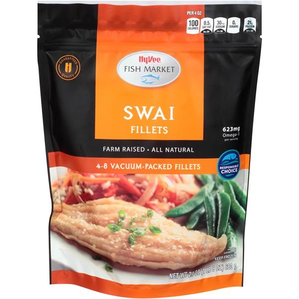 slide 1 of 1, Hy-Vee Fish Market Swai Fillets, 24 oz