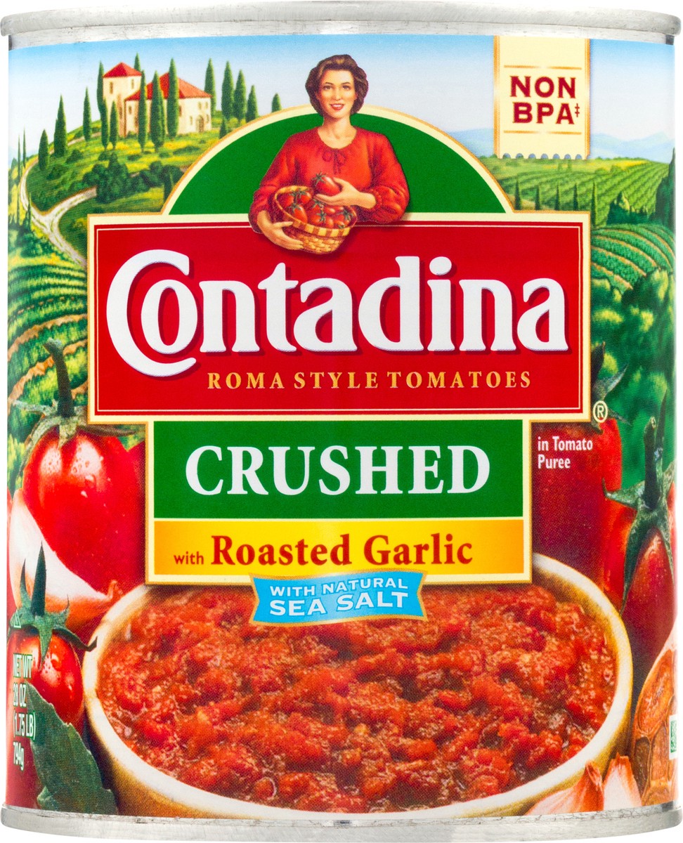 slide 7 of 12, Contadina Crushed Roma Style with Roasted Garlic Tomatoes 28 oz, 28 oz