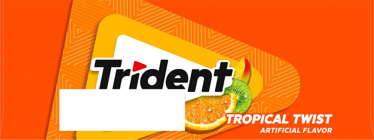 slide 5 of 9, Trident Tropical Twist Sugar Free Gum, 6 Pocket Packs of 28 Pieces (168 Total Pieces), 10.67 oz
