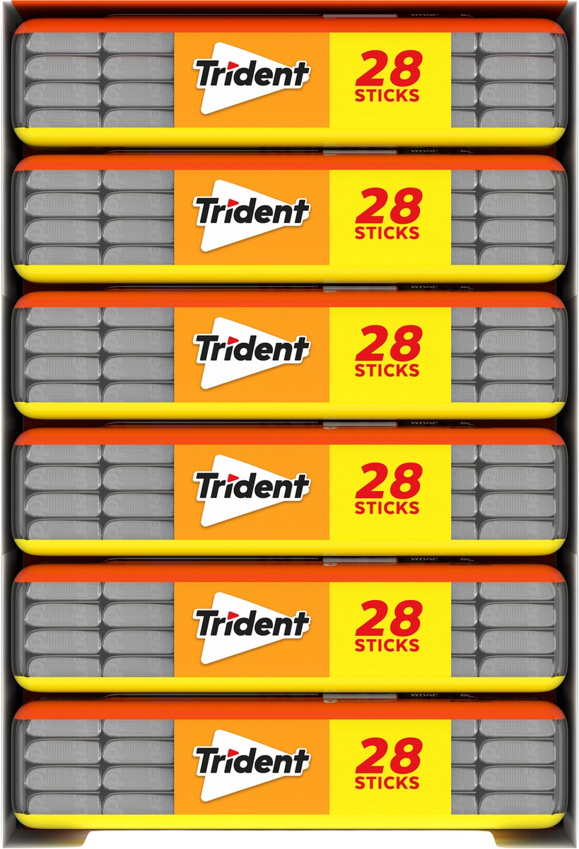 slide 3 of 9, Trident Tropical Twist Sugar Free Gum, 6 Pocket Packs of 28 Pieces (168 Total Pieces), 10.67 oz