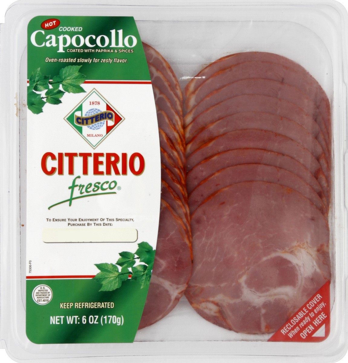 slide 5 of 5, Citterio Fresco Capocollo, 6 oz