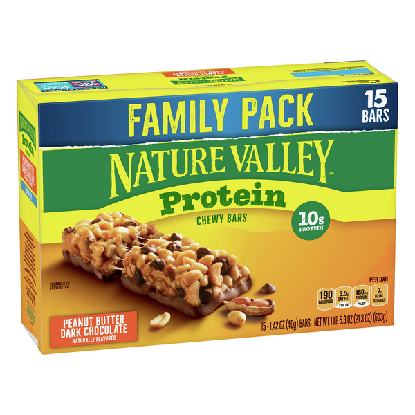 slide 1 of 1, Nature Valley Protein Peanut Butter Dark Chocolate Mega Pack 15-1.42 Oz Bars, 15 ct