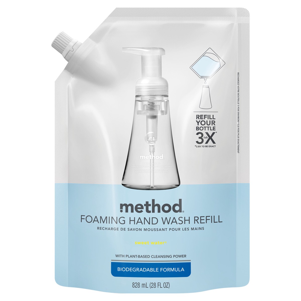 slide 1 of 3, method Foaming Hand Soap Refill, Sweet Water, 28 Ounce, 28 fl oz