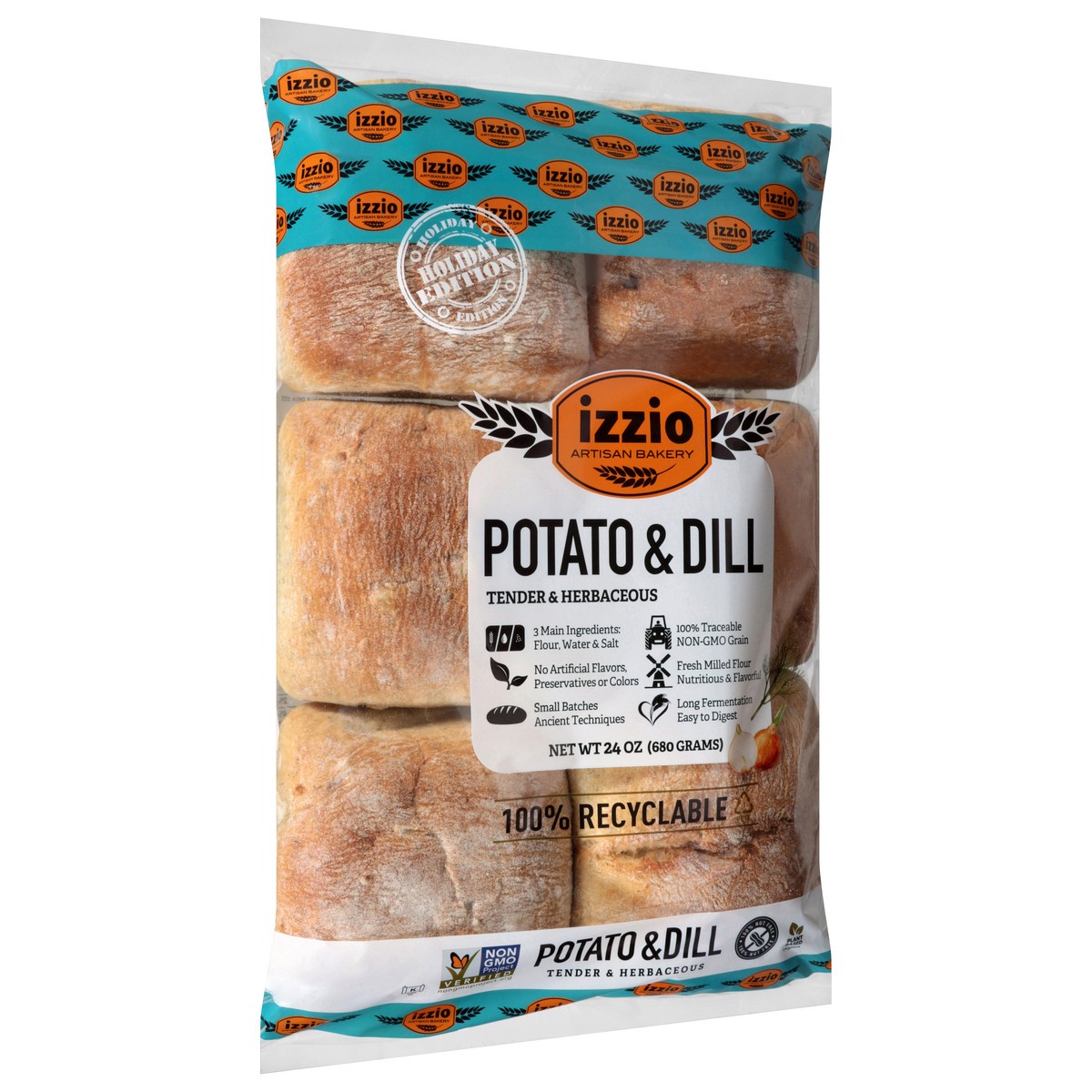 slide 2 of 4, Izzio Potato Dill Sourdough Sandwich Rolls 6 Count - 24 Oz, 24 oz
