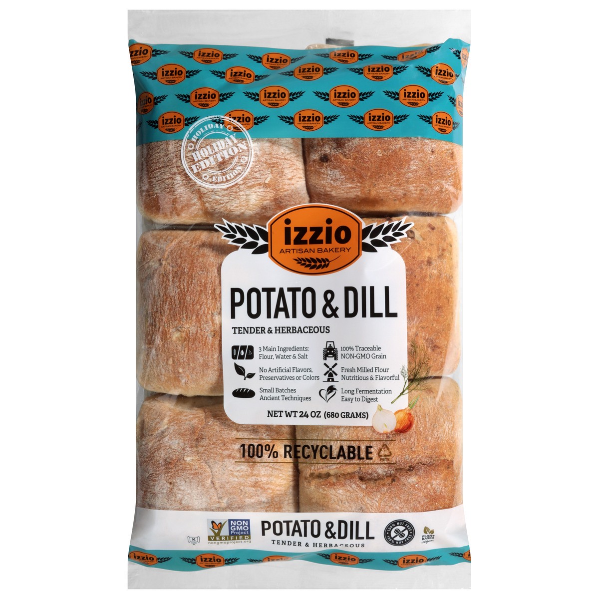 slide 1 of 4, Izzio Potato Dill Sourdough Sandwich Rolls 6 Count - 24 Oz, 24 oz