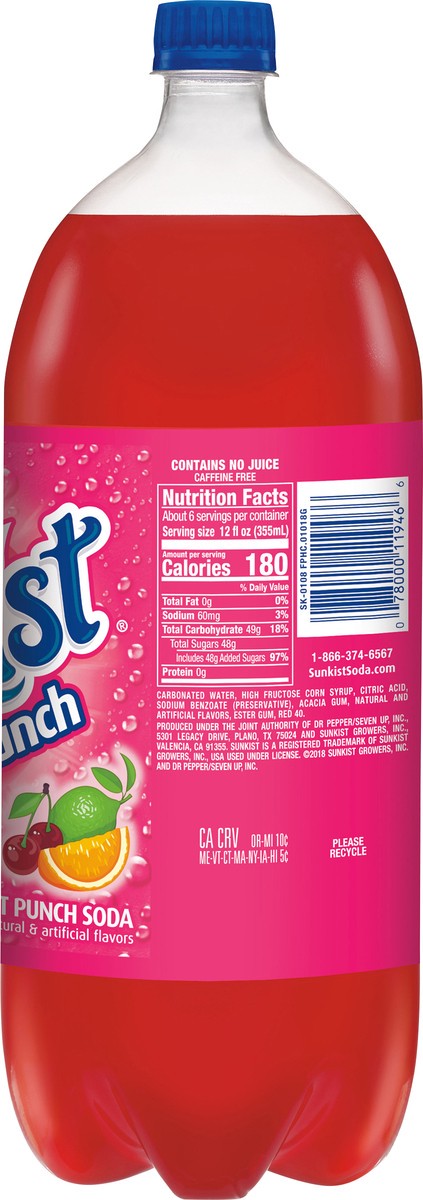 slide 6 of 7, Sunkist Fruit Punch Soda- 2 liter, 2 liter