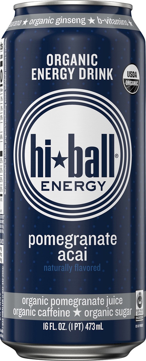 slide 4 of 7, Hiball Energy Certified Organic Energy Drink, Pomegranate Acai, 16 fl. oz. Can, 16 oz