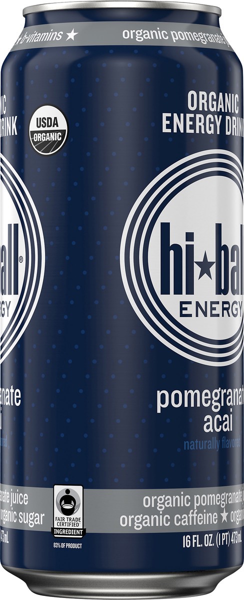 slide 2 of 7, Hiball Energy Certified Organic Energy Drink, Pomegranate Acai, 16 fl. oz. Can, 16 oz