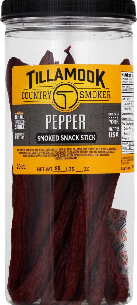 slide 5 of 13, Tillamook Smoked Pepper Snack Stick 20 ea, 20 ct