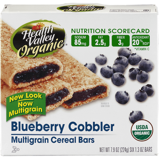 slide 2 of 9, Health Valley Organic Blueberry Cobbler Multigrain Cereal Bars, 6 ct