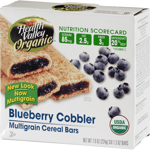 slide 3 of 9, Health Valley Organic Blueberry Cobbler Multigrain Cereal Bars, 6 ct