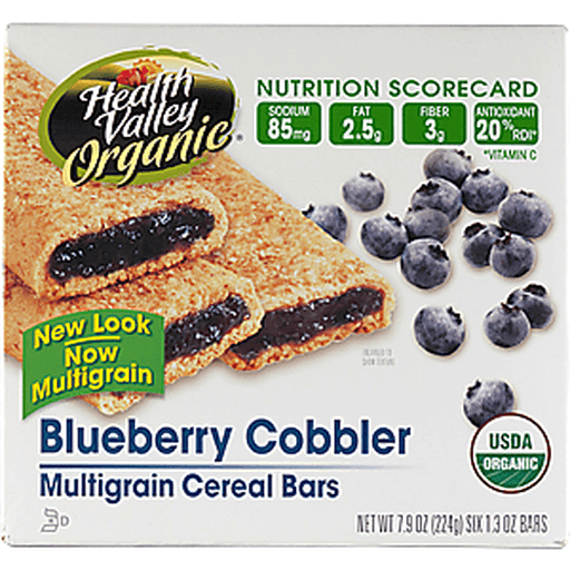 slide 4 of 9, Health Valley Organic Blueberry Cobbler Multigrain Cereal Bars, 6 ct