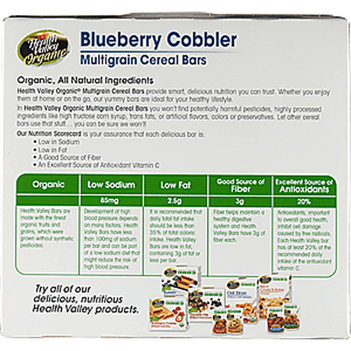 slide 7 of 9, Health Valley Organic Blueberry Cobbler Multigrain Cereal Bars, 6 ct