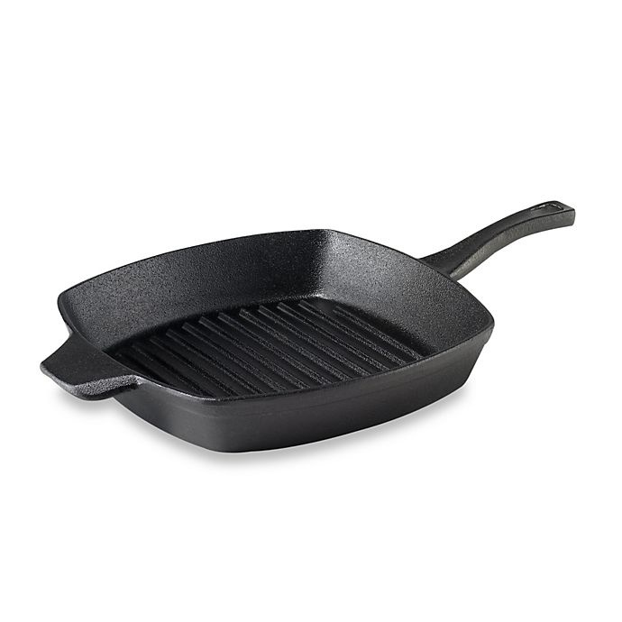 slide 1 of 2, Calphalon Pre-Seasoned Cast Iron Grill Pan, 10 in