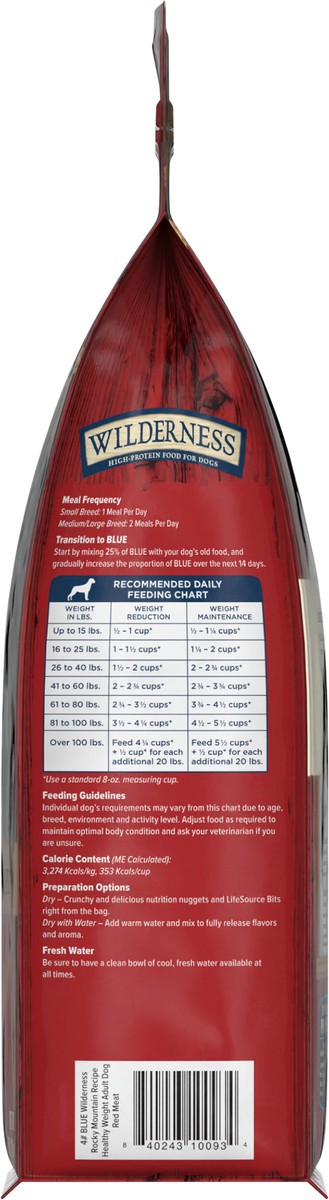 slide 8 of 12, Blue Buffalo Wilderness Rocky Mountain Recipe High Protein, Natural Adult Healthy Weight Dry Dog Food, Red Meat 4-lb, 4 lb