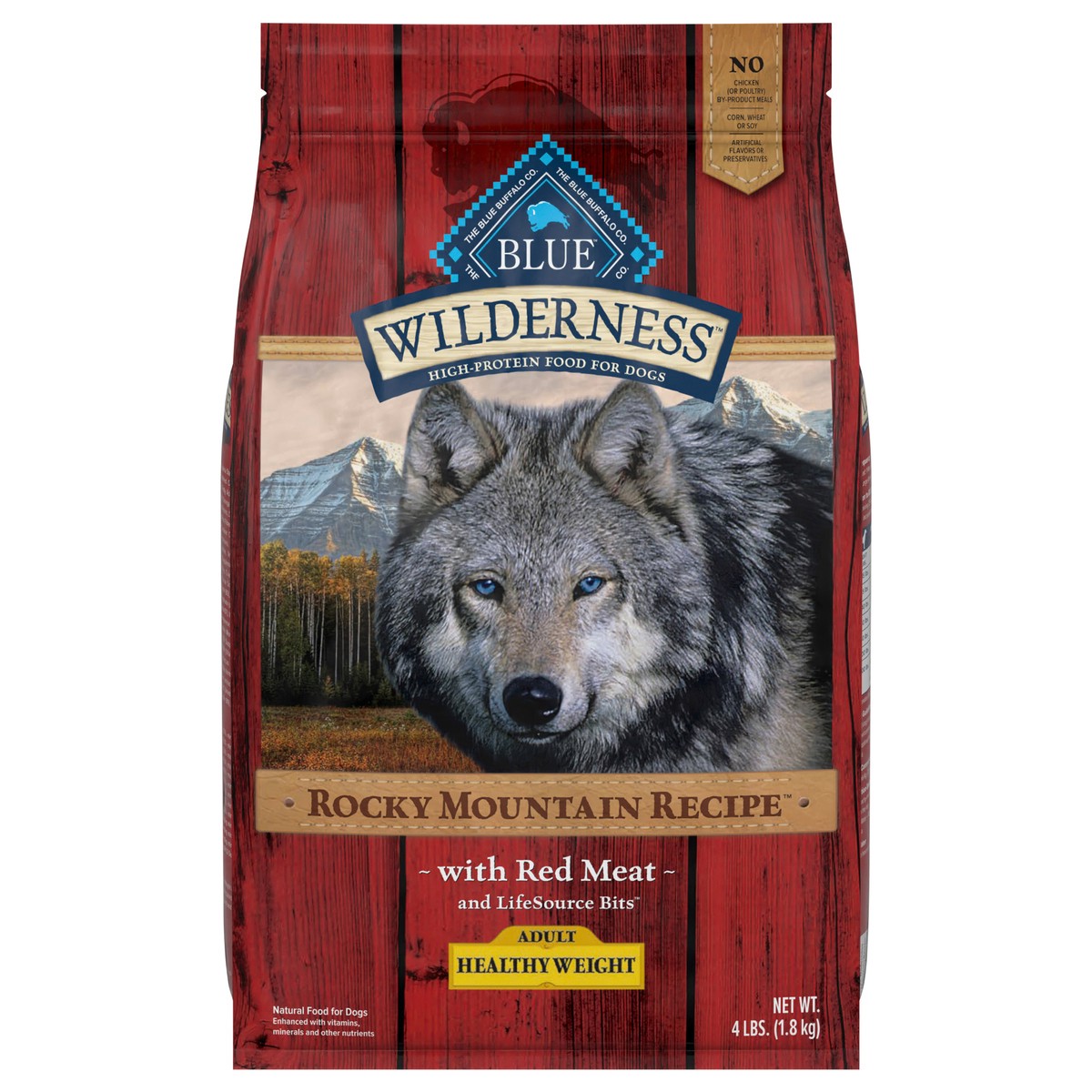 slide 7 of 12, Blue Buffalo Wilderness Rocky Mountain Recipe High Protein, Natural Adult Healthy Weight Dry Dog Food, Red Meat 4-lb, 4 lb