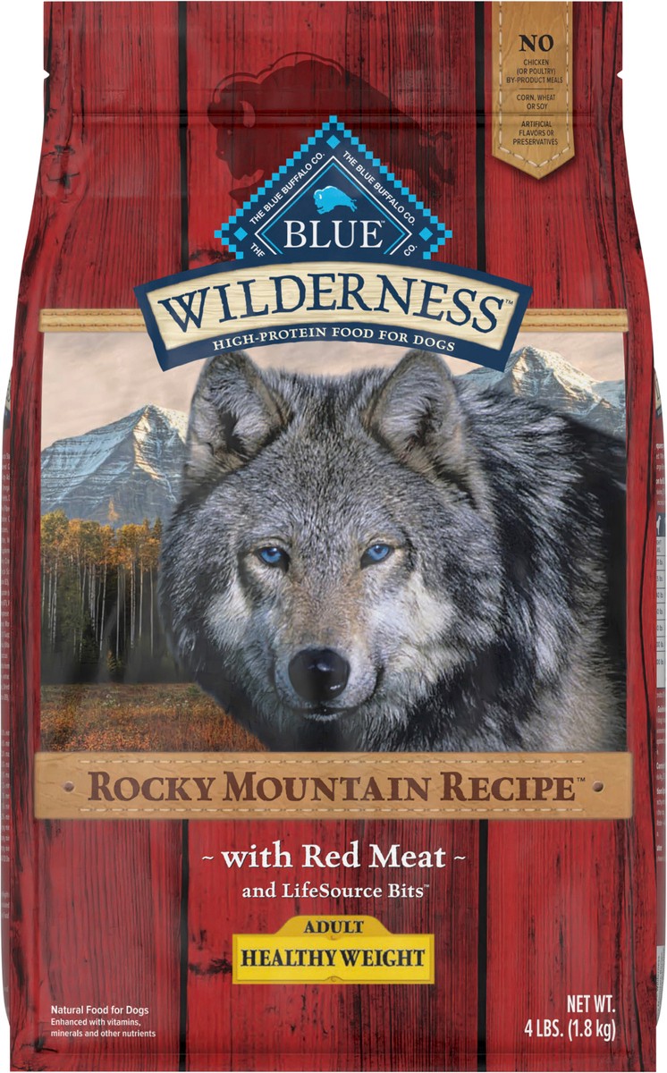 slide 3 of 12, Blue Buffalo Wilderness Rocky Mountain Recipe High Protein, Natural Adult Healthy Weight Dry Dog Food, Red Meat 4-lb, 4 lb