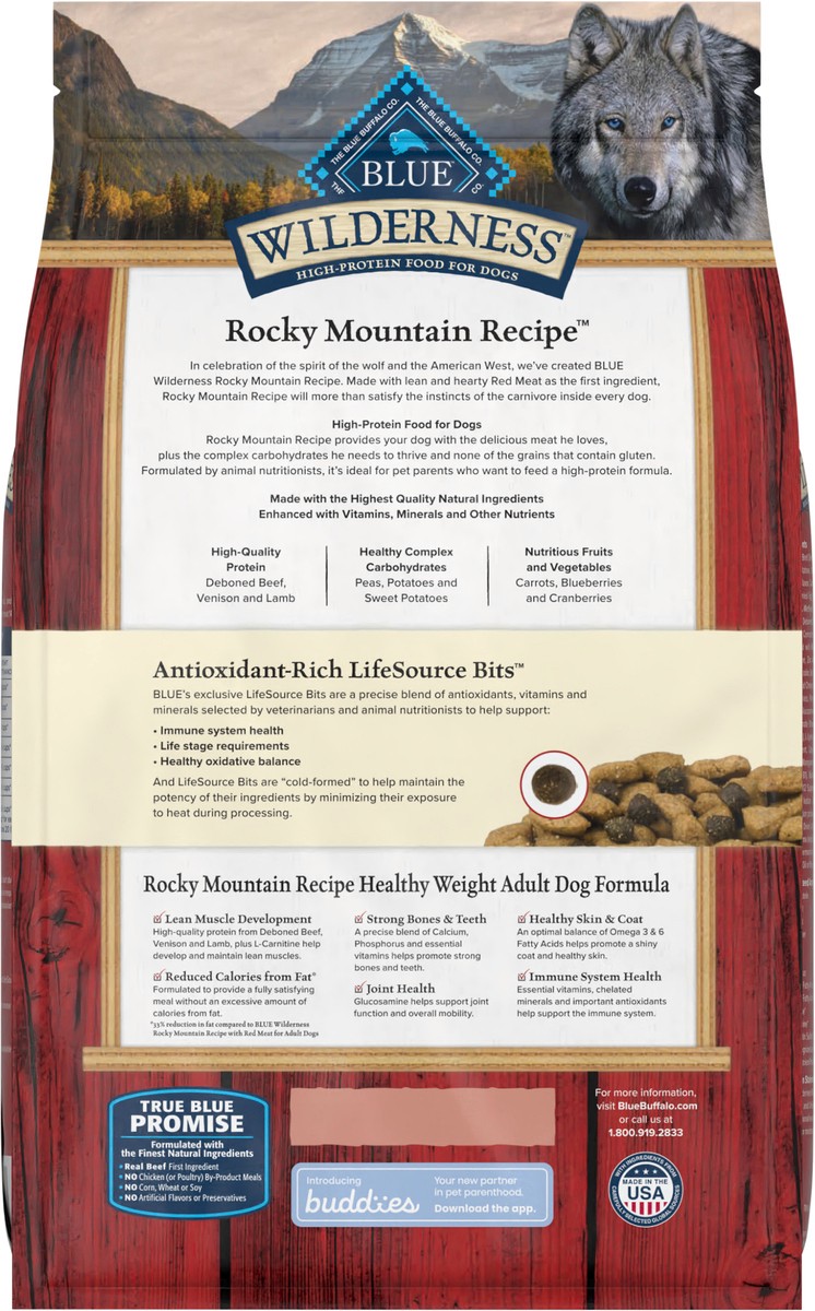 slide 11 of 12, Blue Buffalo Wilderness Rocky Mountain Recipe High Protein, Natural Adult Healthy Weight Dry Dog Food, Red Meat 4-lb, 4 lb