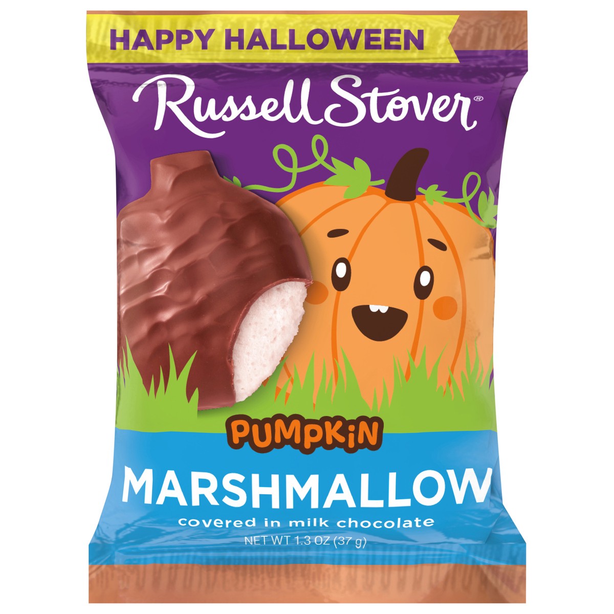 slide 1 of 3, RUSSELL STOVER Halloween Milk Chocolate Marshmallow Pumpkin, 1.3 oz., 1.3 oz