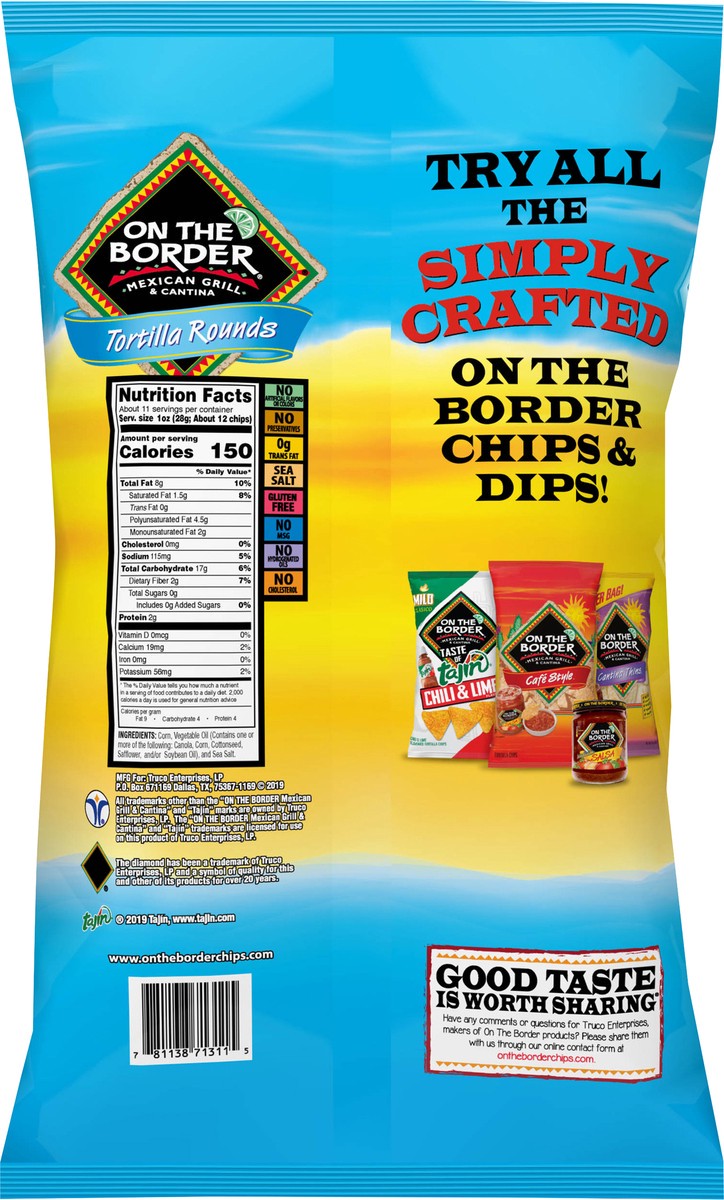 slide 3 of 3, On The Border Tortilla Rounds Tortilla Chips 11.5 oz, 11.5 oz