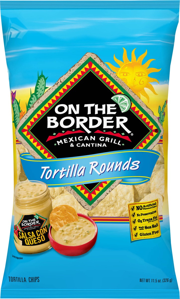 slide 2 of 3, On The Border Tortilla Rounds Tortilla Chips 11.5 oz, 11.5 oz