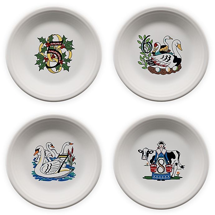 slide 1 of 1, Fiesta Twelve Days of Christmas Day 5-8 Salad Plates - White, 4 ct