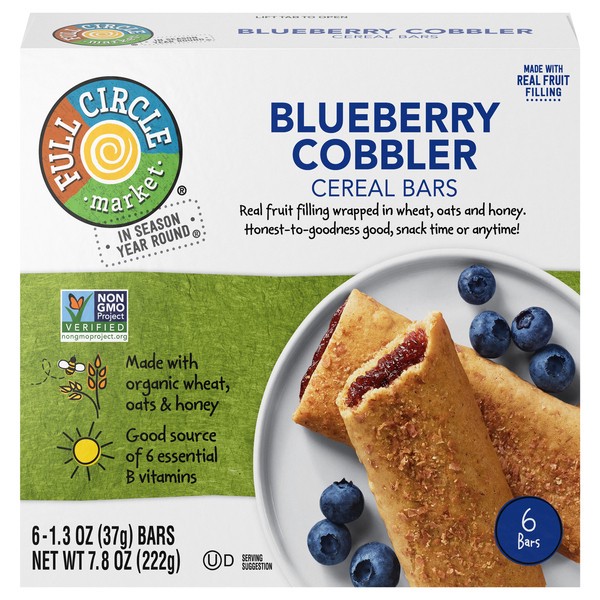 slide 1 of 6, Full Circle Market Blueberry Cobbler Cereal Bars 6 - 1.3 oz Bars, 6 ct