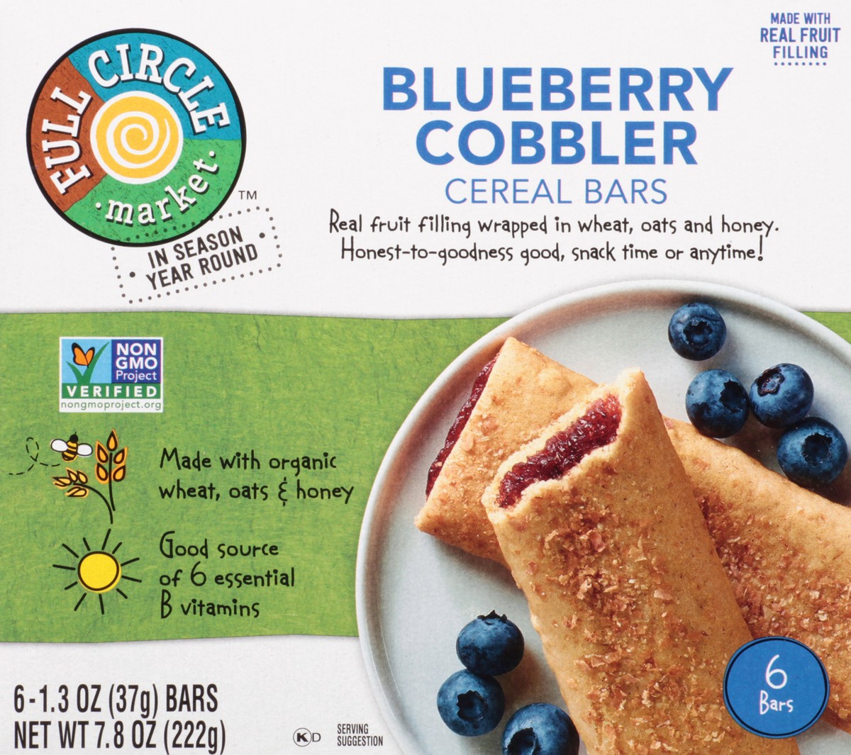 slide 7 of 9, Full Circle Market Blueberry Cobbler Cereal Bars 6 ea, 6 ct