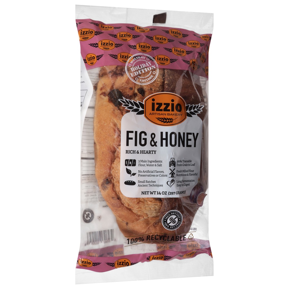 slide 3 of 4, Izzio Fig & Honey Sourdough Bread - 14 Oz, 14 oz