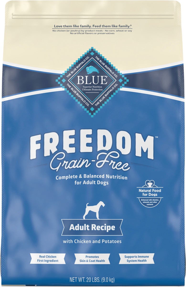slide 7 of 12, Blue Buffalo Freedom Grain Free Natural Adult Dry Dog Food, Chicken 20-lb, 20 lb