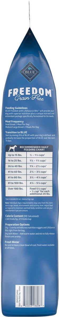 slide 9 of 12, Blue Buffalo Freedom Grain Free Natural Adult Dry Dog Food, Chicken 20-lb, 20 lb