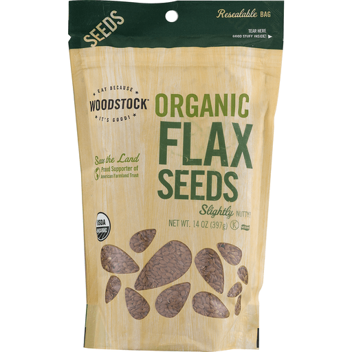 slide 4 of 8, Woodstock Farms Organic Flax Seed, 8.5 oz