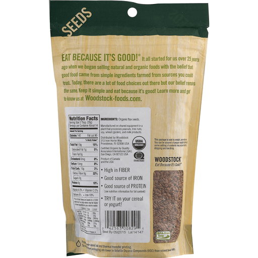 slide 8 of 8, Woodstock Farms Organic Flax Seed, 8.5 oz